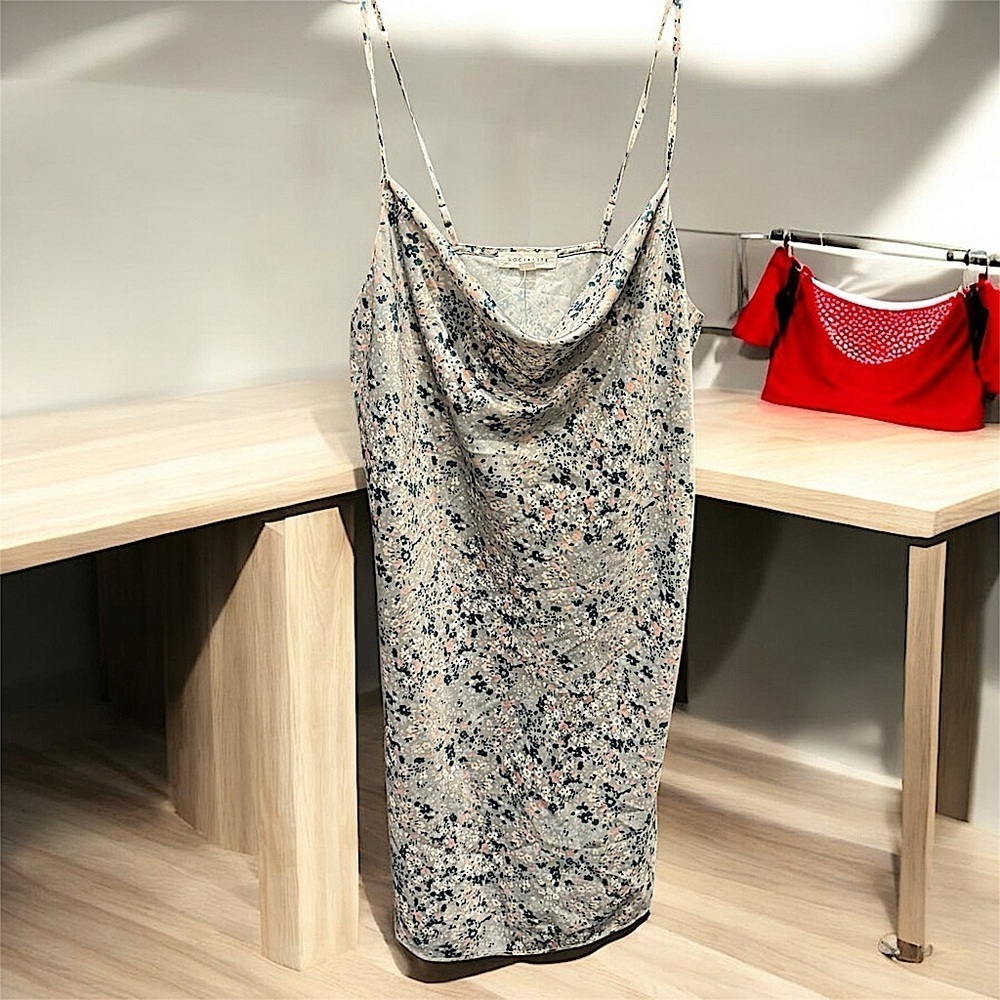Socialite Floral Spaghetti Strap Dress LARGE Length 34in pit to pit 17in